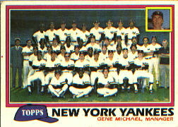 1981 Topps Baseball Cards      670     Yankees Team CL#{Gene Michael MG